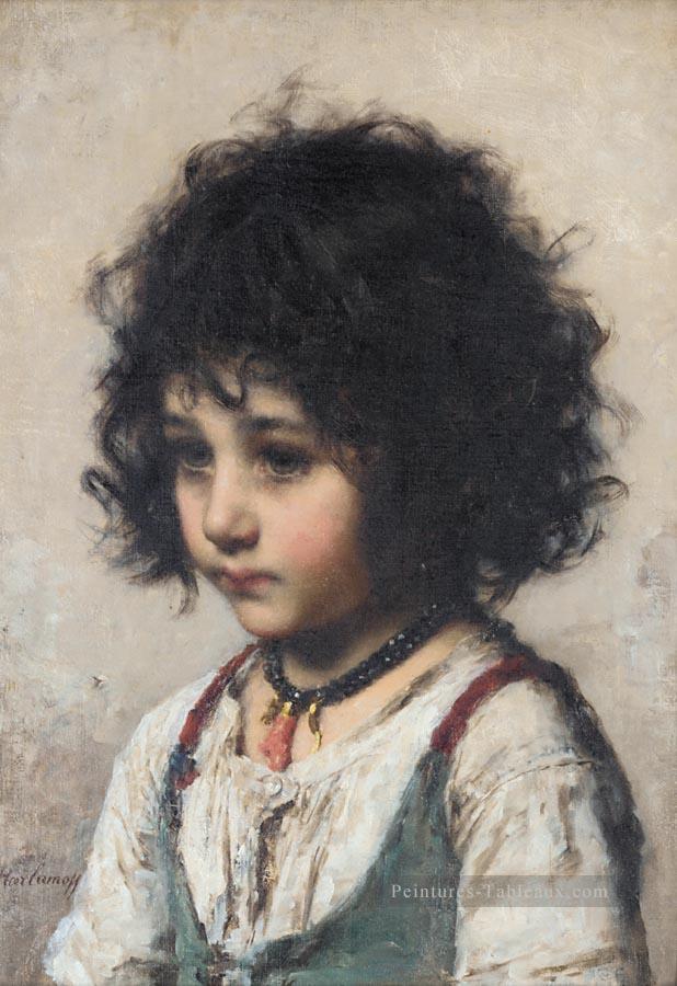 Portrait de jeune fille Alexei Harlamov Peintures à l'huile